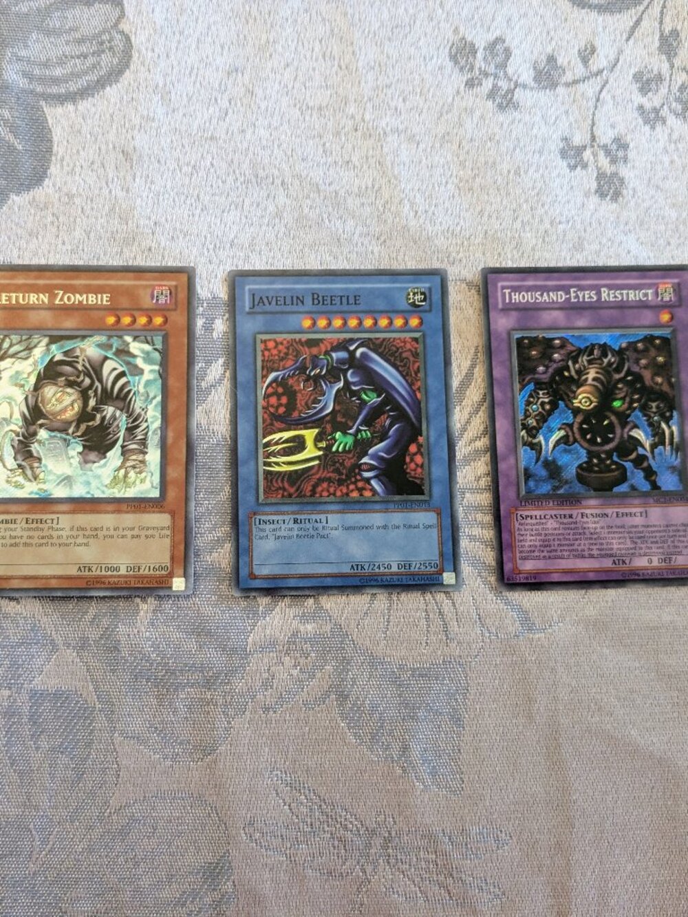 Yu-Gi-Oh! Secret Rare Trio - Thousand-Eyes Restrict, Return Zombie, Javelin Beet